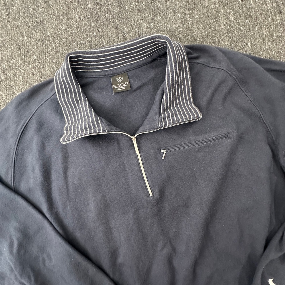 Vtg Nike Golf 1/4 Zip Sweatshirt Mens Large Black Pullover Striped Collar Y2K